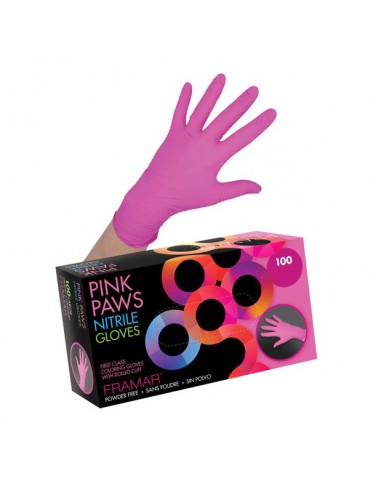 Framar Pink Paws Nitrile Gloves 100 Medium